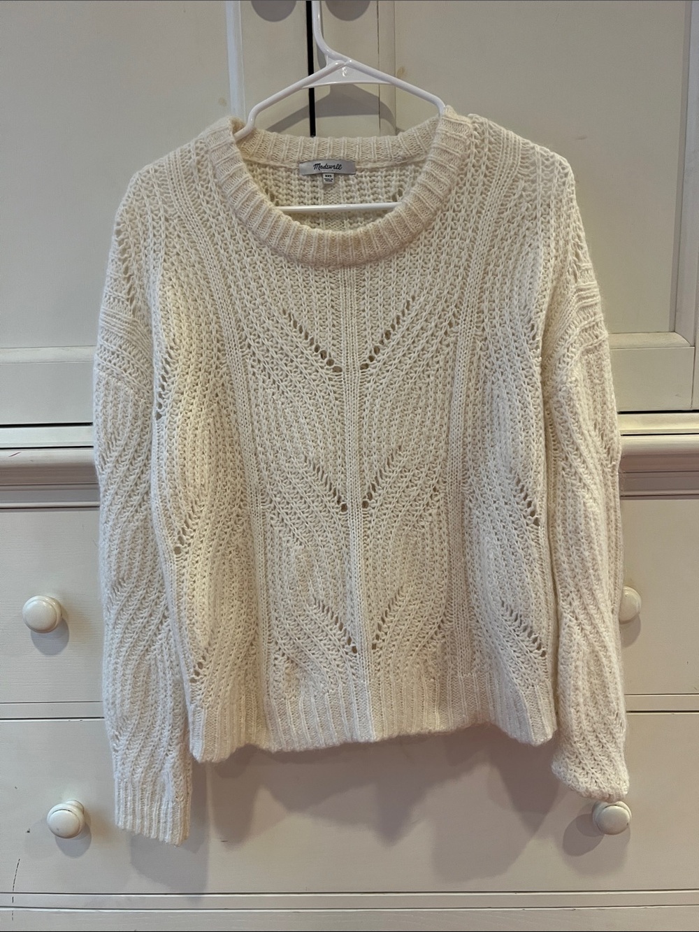 Madewell Cream Open-Knit Crewneck Sweater